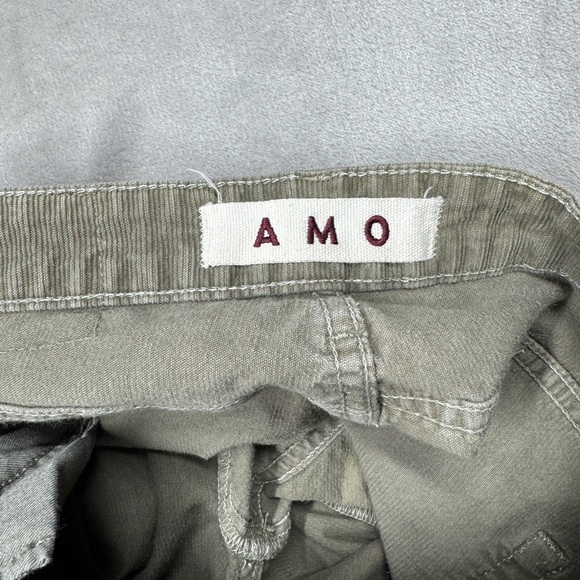 AMO Babe Corduroy Green Grey Raw Hem Button Fly Cropped Ankle Pants Size 27 - Picture 15 of 16